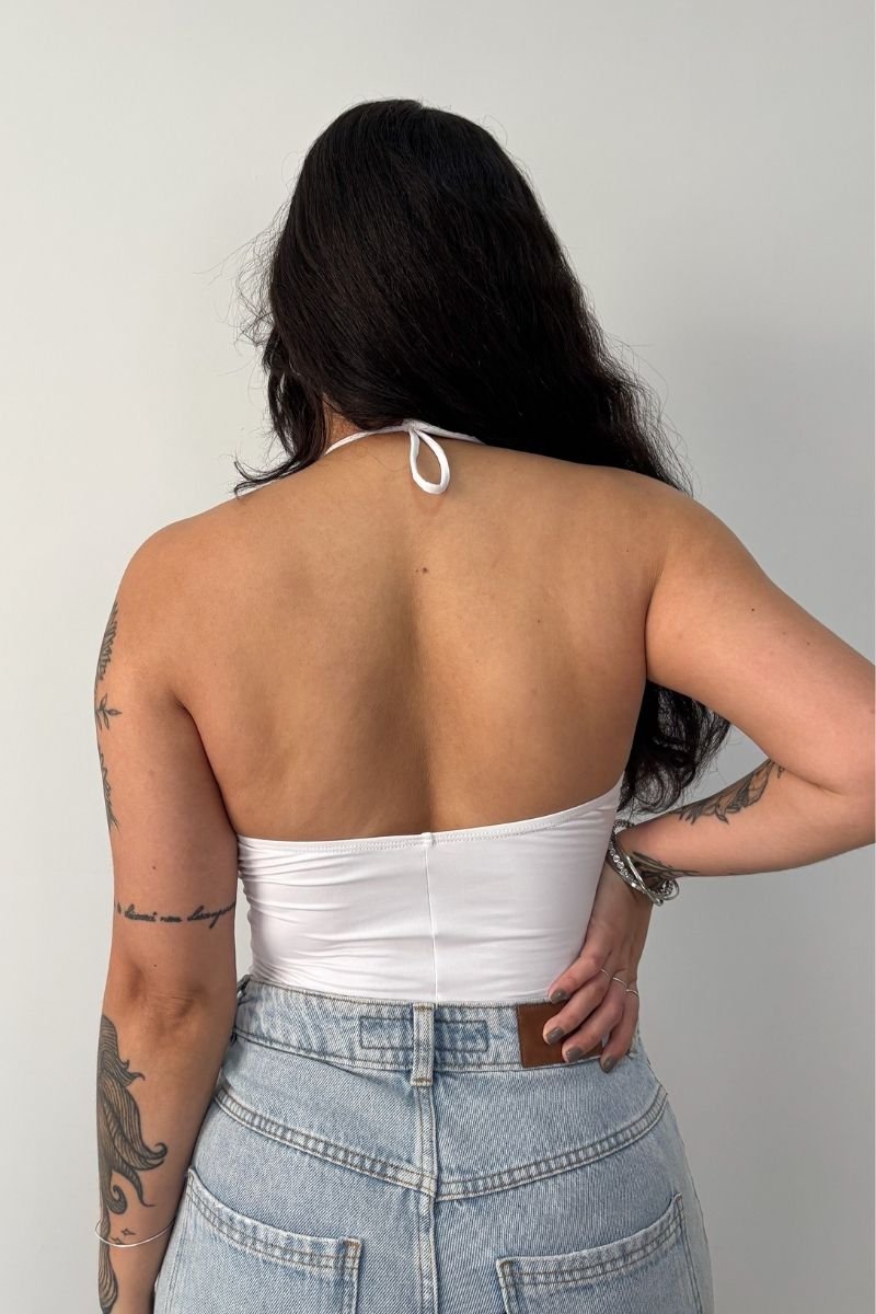 Body Decote Vertical Branco