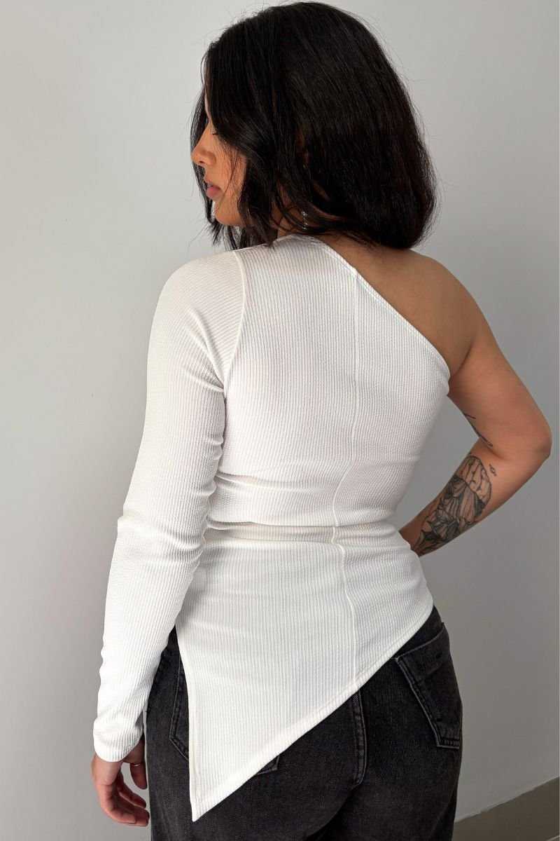 Blusa Alongada Nula Manga Off-white