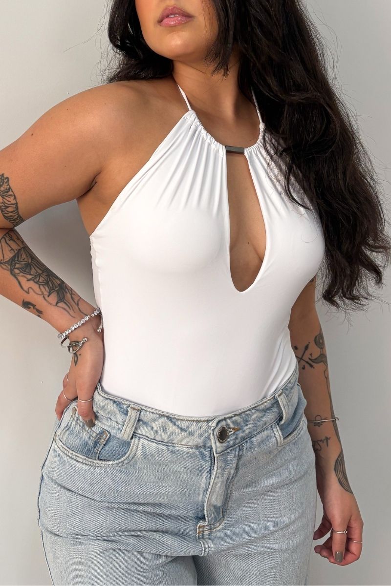 Body Decote Vertical Branco