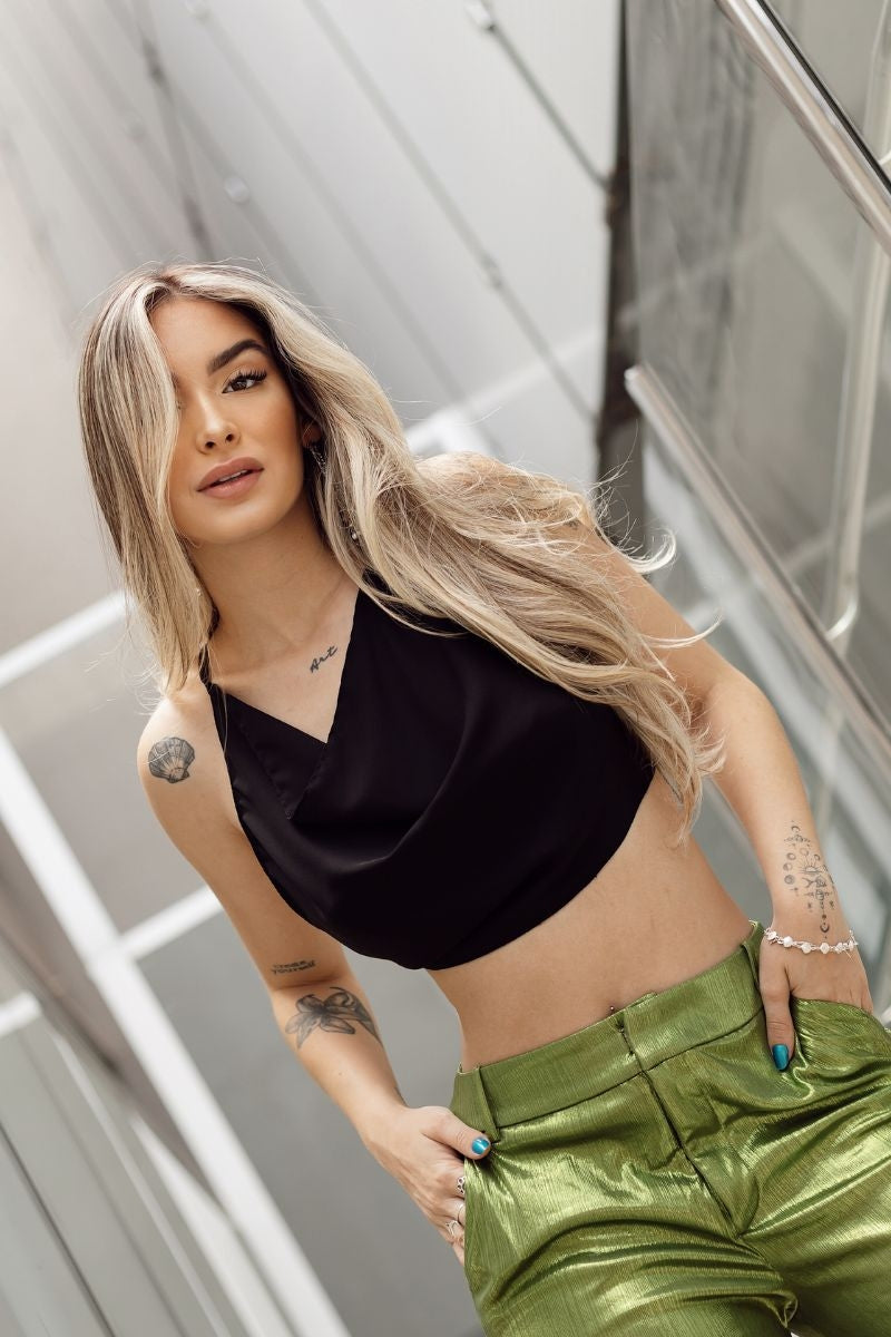Cropped Drapeado Preto