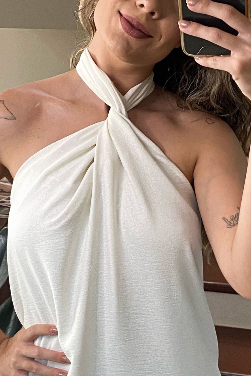 Vestido Athena Shine 4 em 1 Off-white Curto