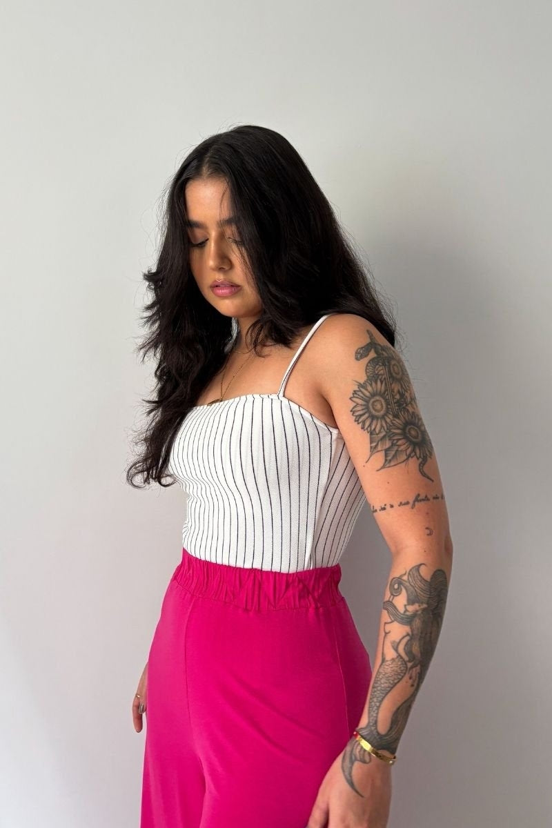 Body Minimal Listras Branco e Preto