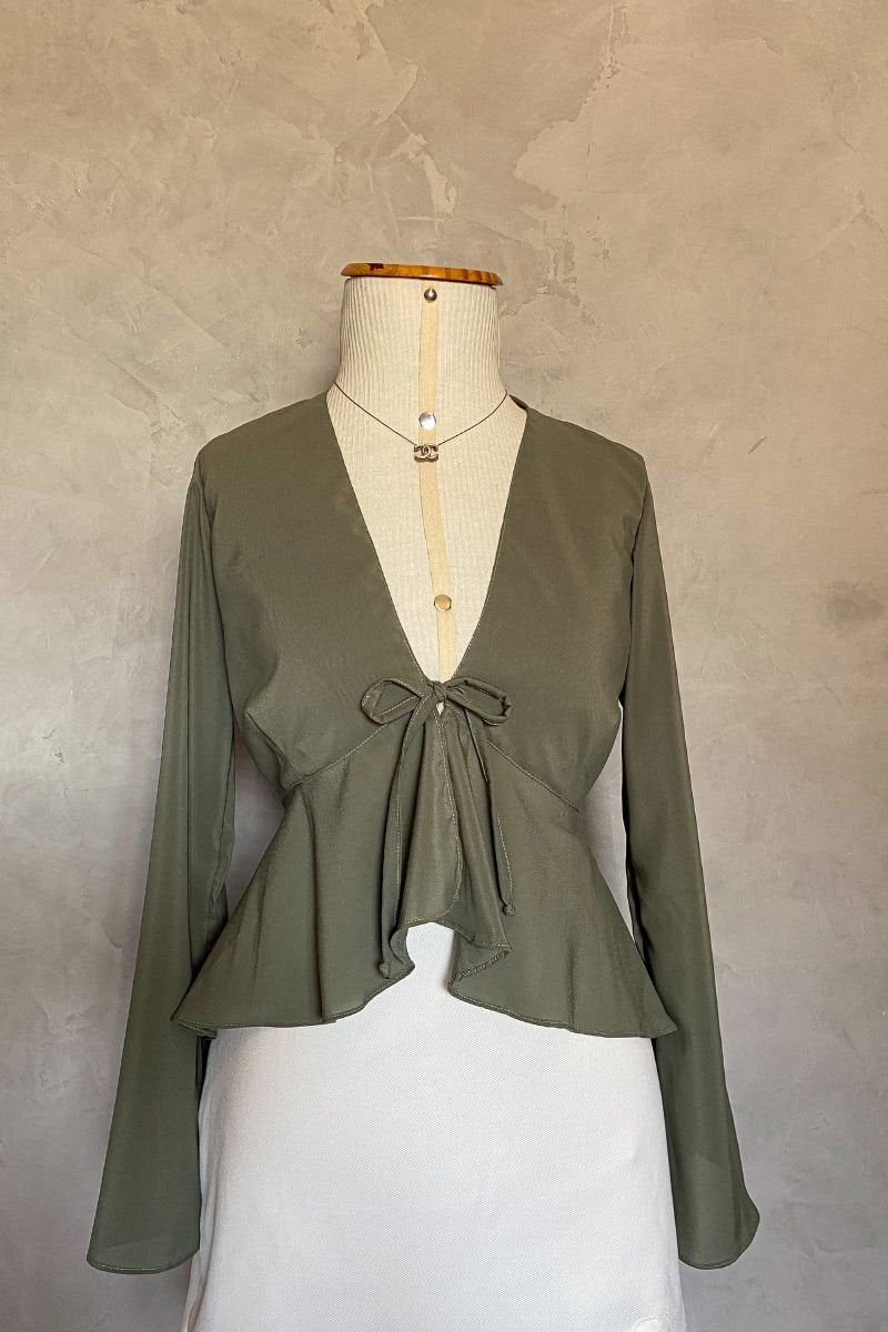 Blusa Leve Decote V Oliva