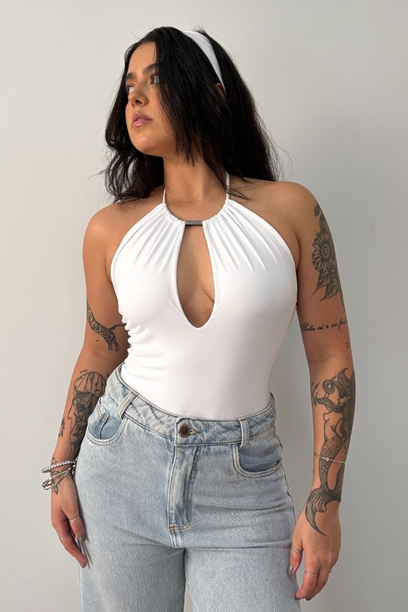 Body Decote Vertical Branco