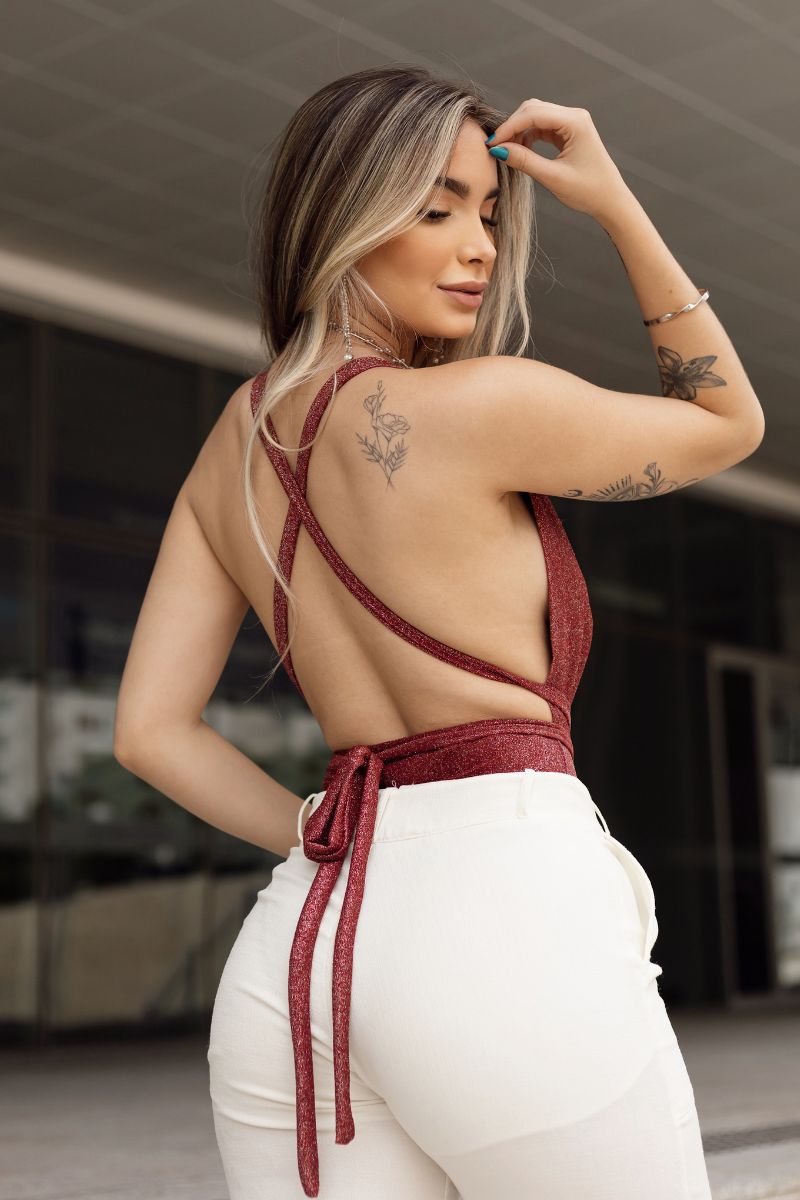 Body Lurex Vinho