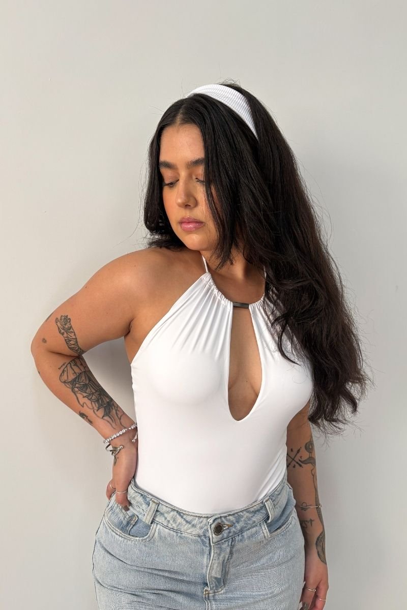 Body Decote Vertical Branco