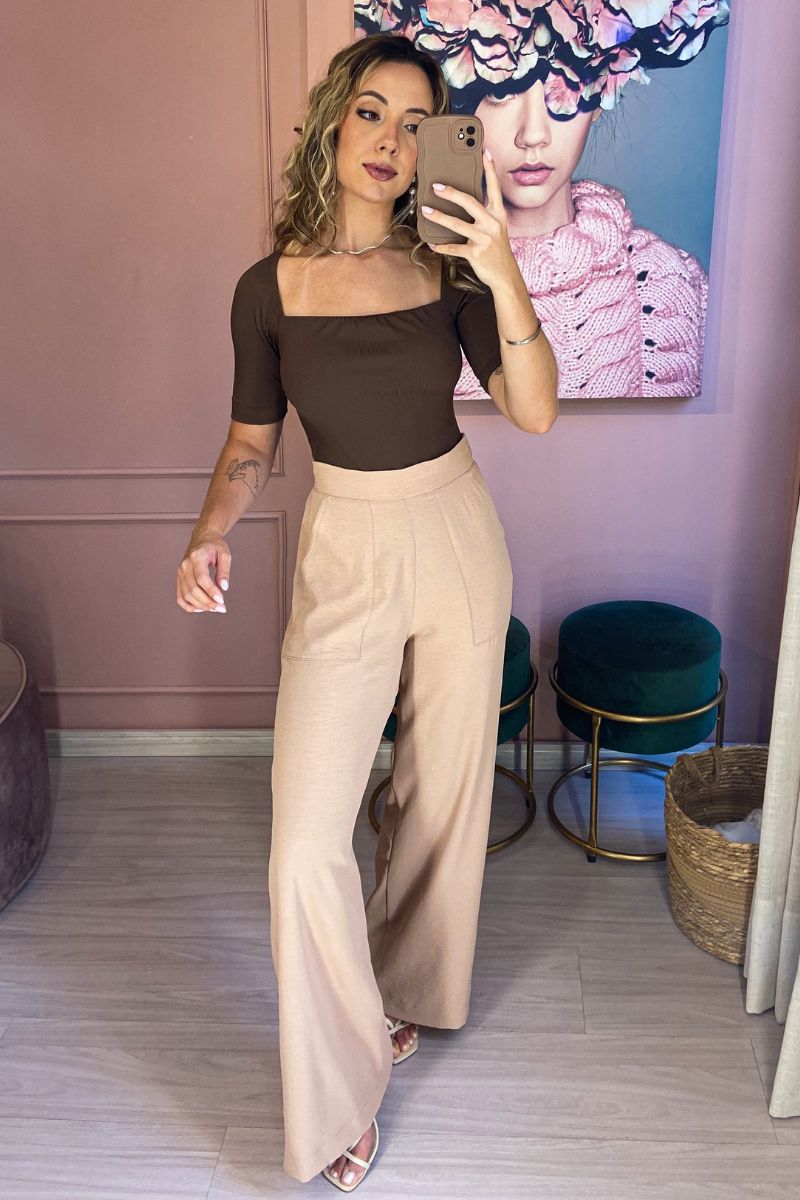 Body Decote Reto Chocolate