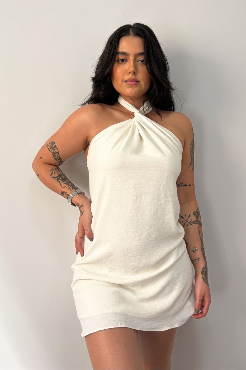 Vestido Athena Shine 4 em 1 Off-white Curto