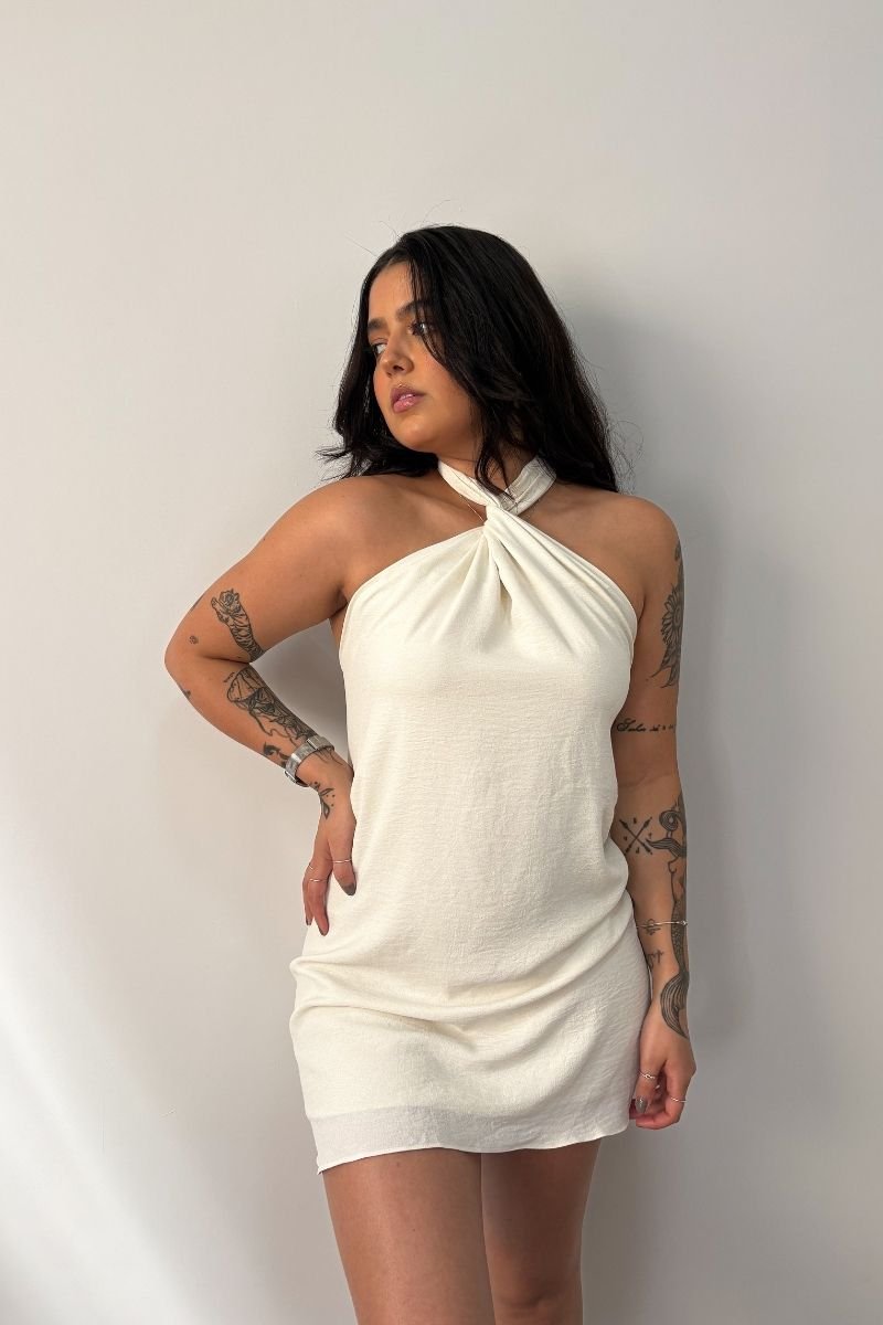 Vestido Athena Shine 4 em 1 Off-white Curto