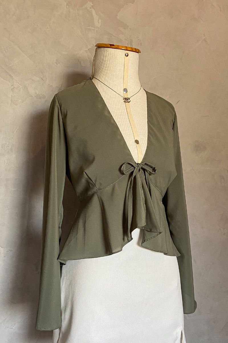 Blusa Leve Decote V Oliva