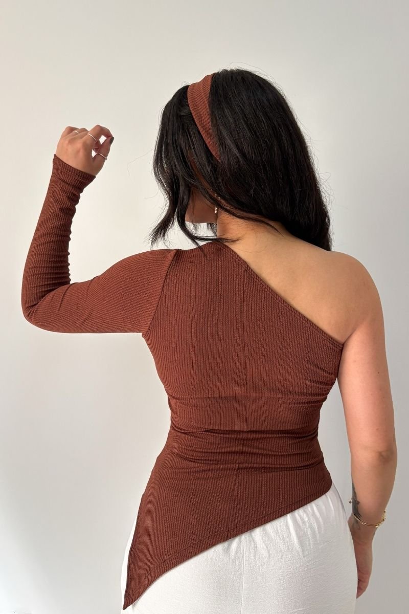 Blusa Alongada Nula Manga Chocolate