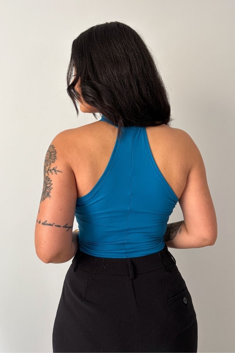 Body Gola Alta Azul Cerúleo