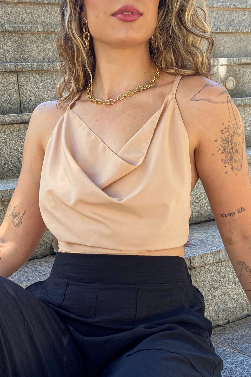 Cropped Drapeado Areia