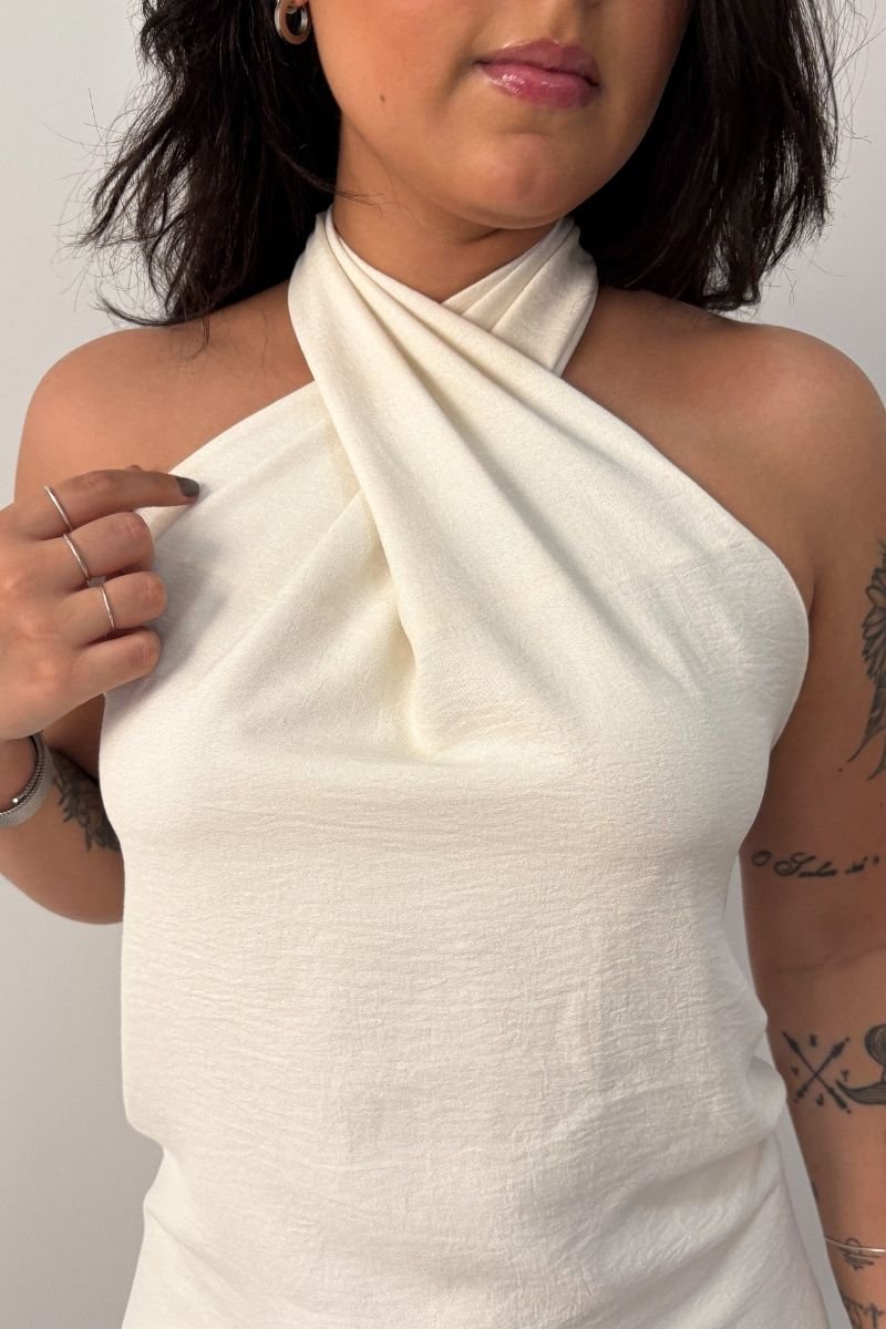 Vestido Athena Shine 4 em 1 Off-white Curto