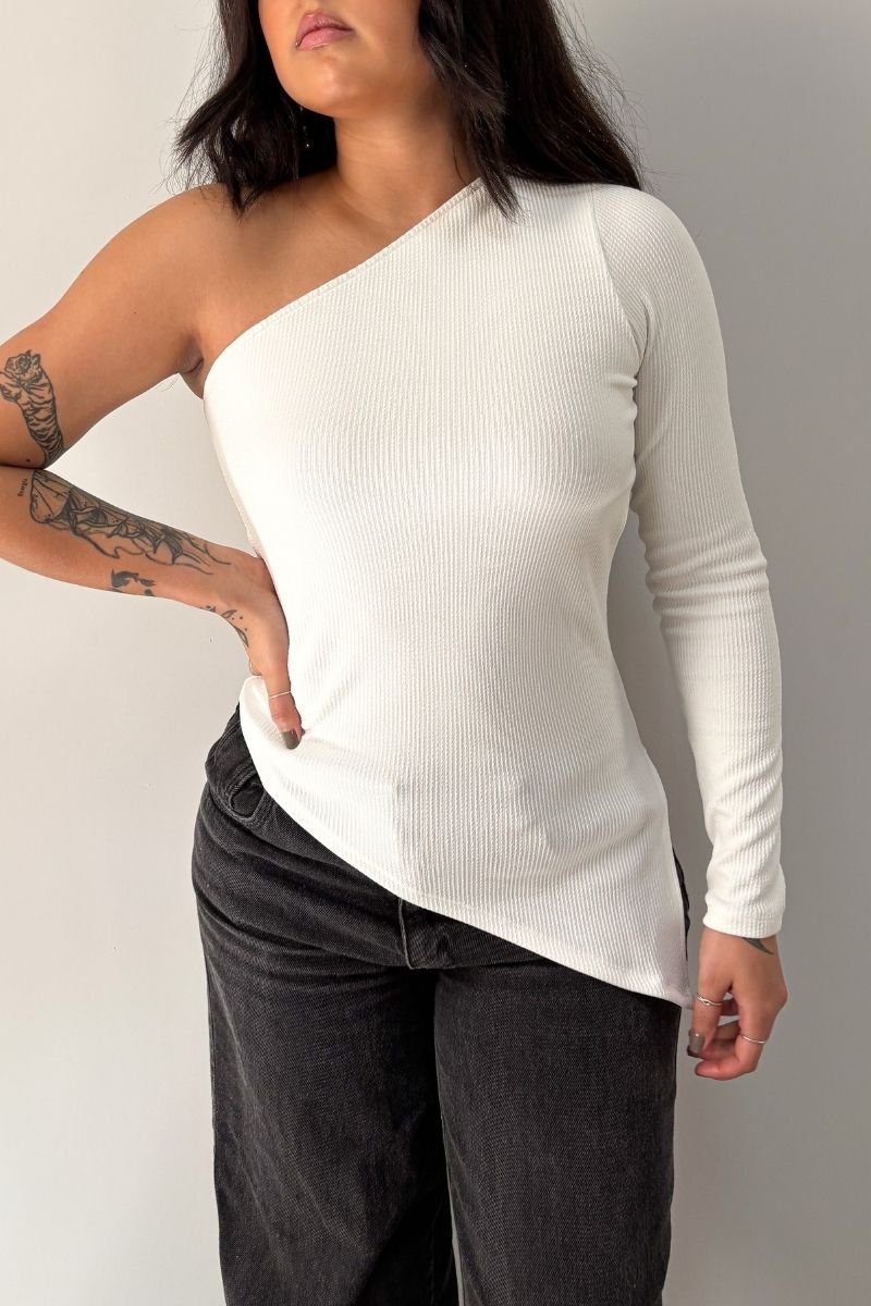 Blusa Alongada Nula Manga Off-white