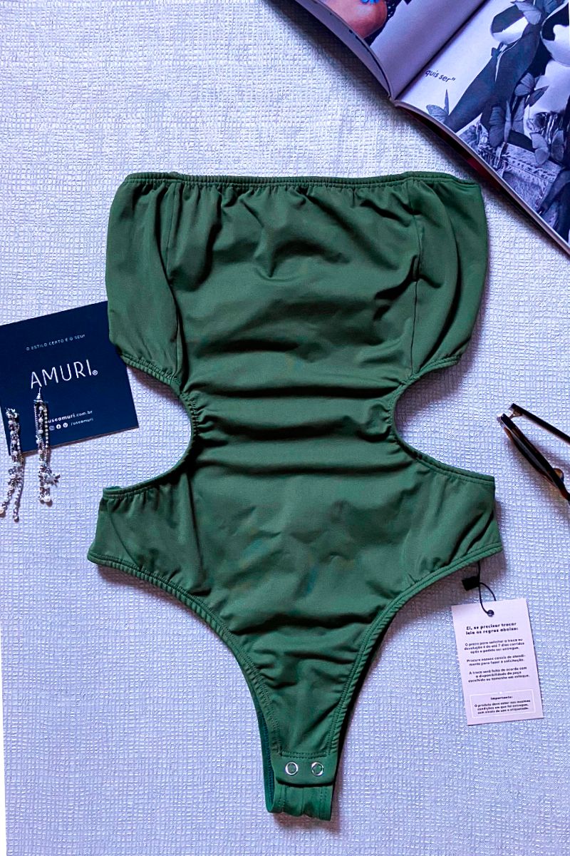 Body Recortes Verde Sálvia