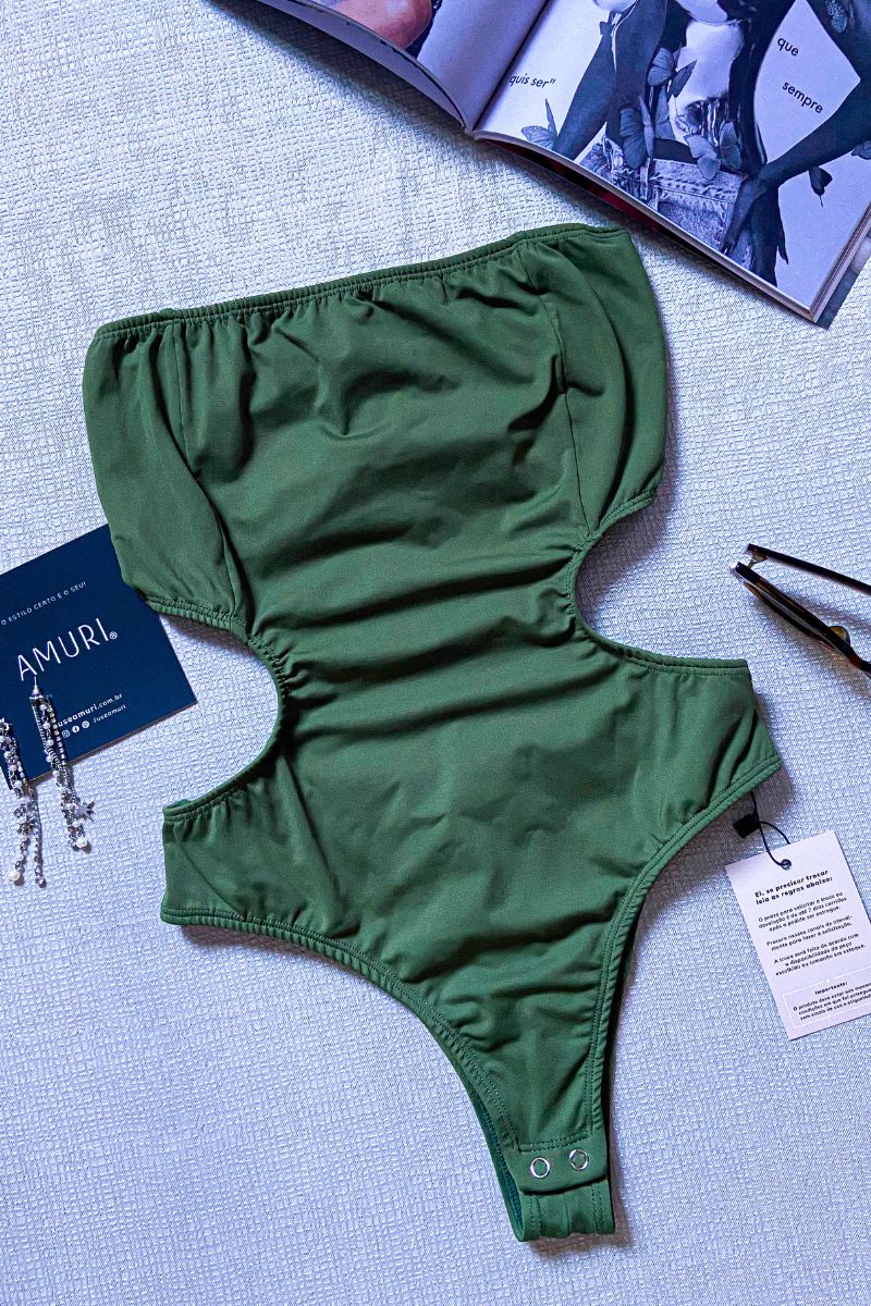 Body Recortes Verde Sálvia