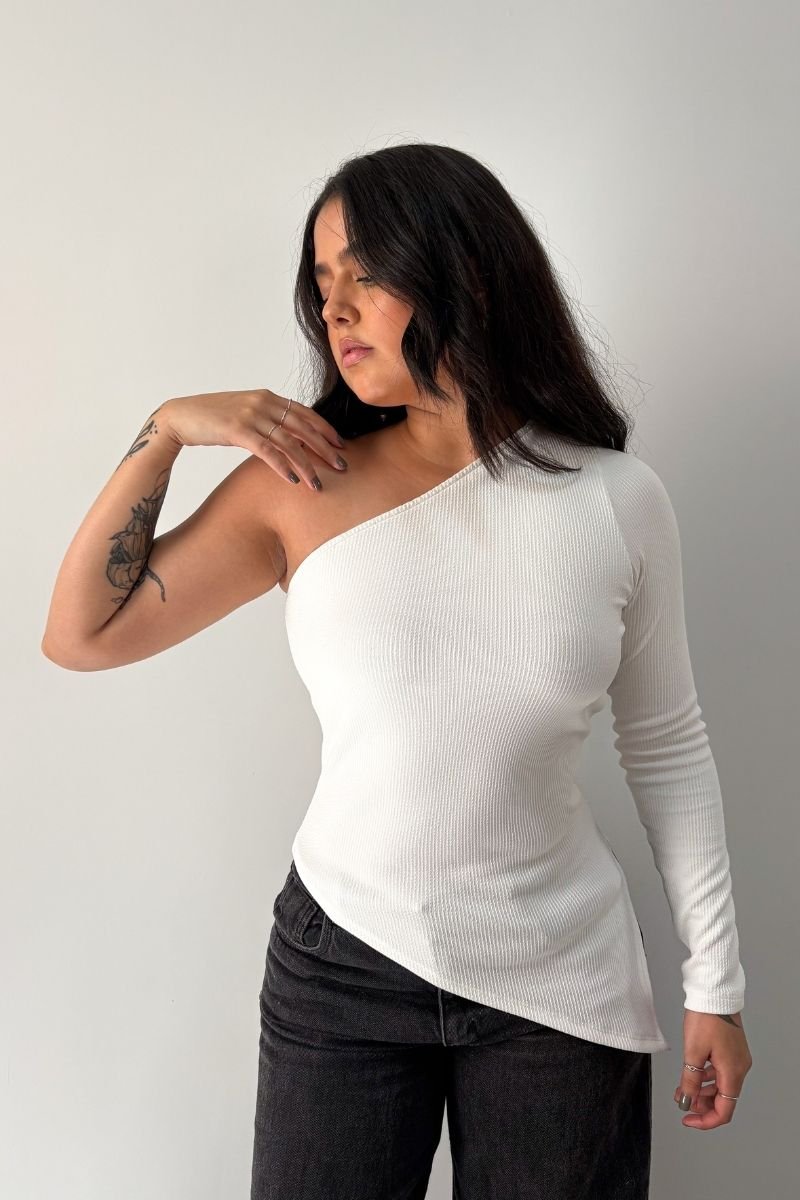 Blusa Alongada Nula Manga Off-white