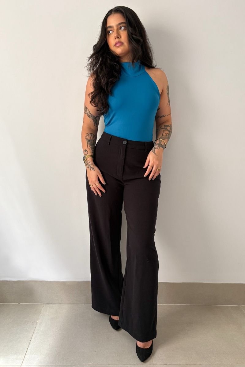 Body Gola Alta Azul Cerúleo