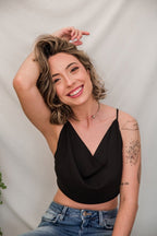 Cropped Drapeado Preto