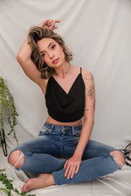 Cropped Drapeado Preto