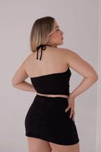 Top Decote Triângulo Lurex Preto