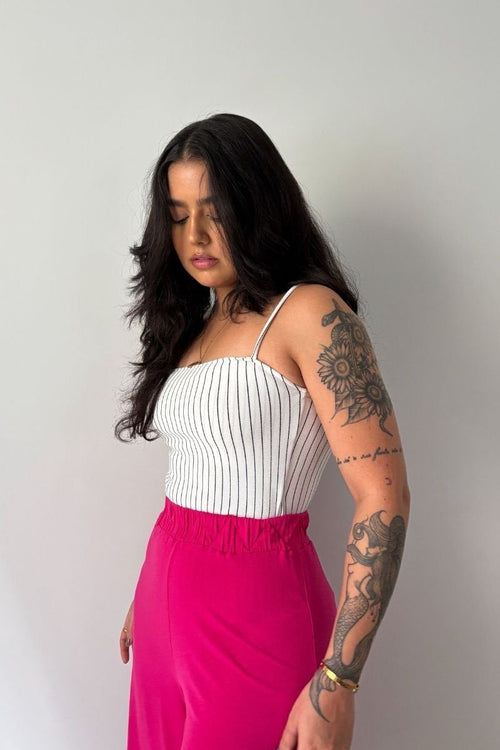 Body Minimal Listras Branco e Preto