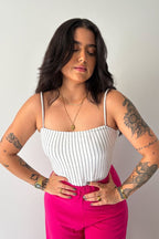 Body Minimal Listras Branco e Preto
