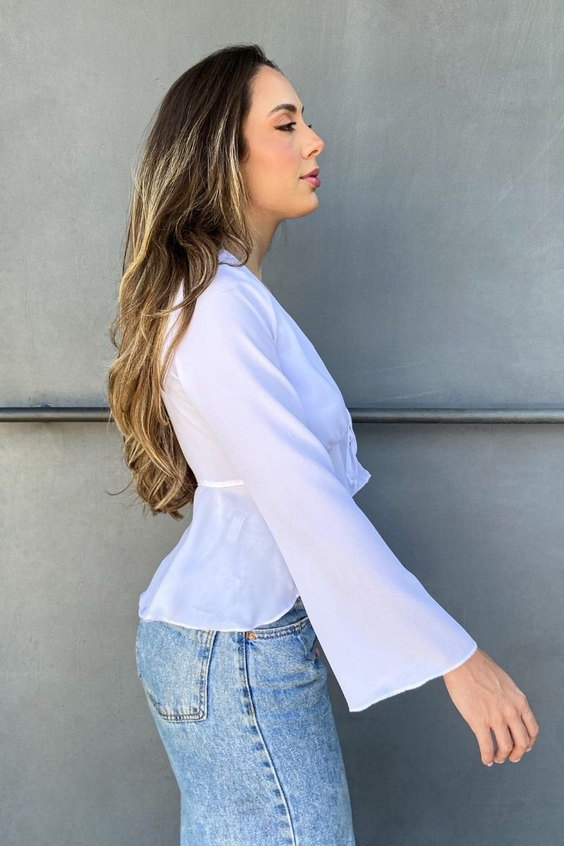Blusa Leve Decote V Branca