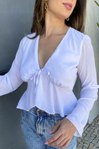 Blusa Leve Decote V Branca