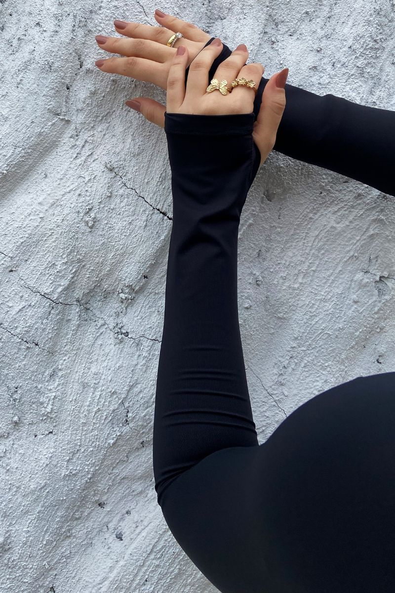 Body Essencial Manga Longa Gola Alta Preto