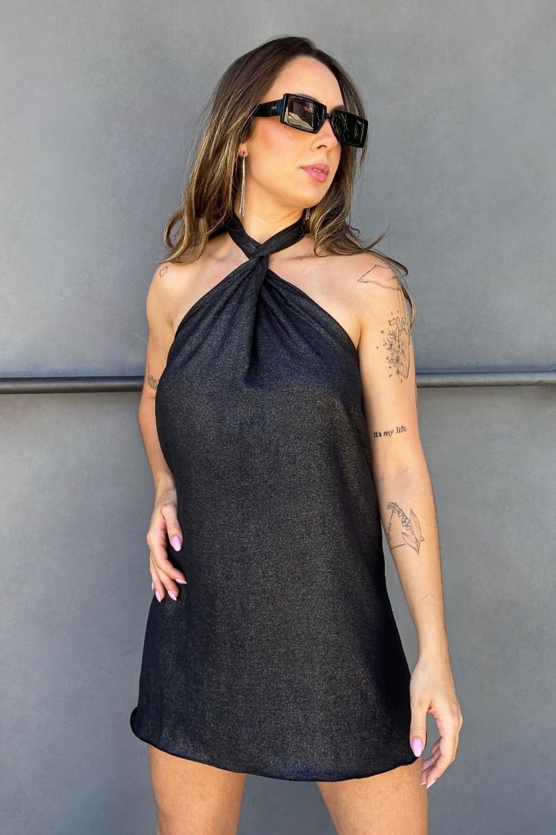 Vestido Athena Shine 4 em 1 Preto Curto