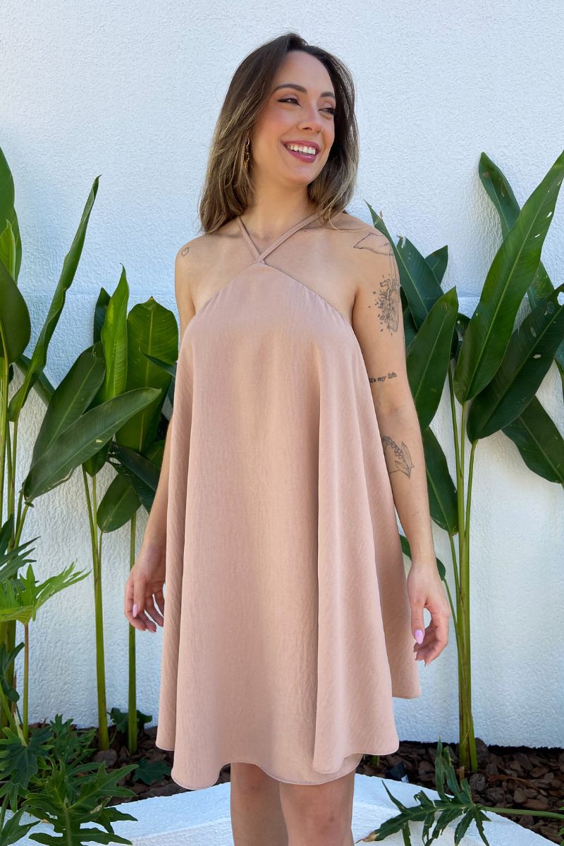 Vestido Frente Única Hera Amêndoa