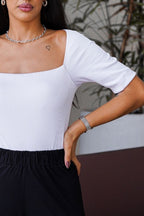 Body Decote Reto Branco
