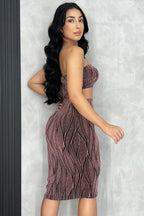 Vestido Midi Assimétrico Lurex Rosa