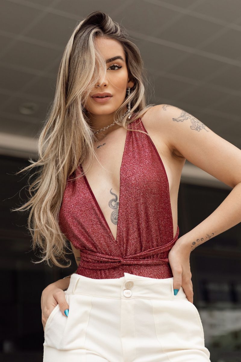 Body Lurex Vinho