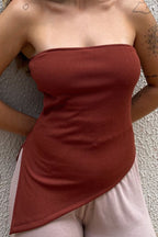 Blusa Alongada Decote Reto Canela