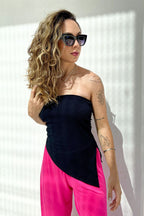 Blusa Alongada Decote Reto Preta