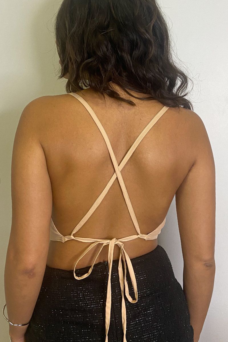 Cropped Drapeado Areia