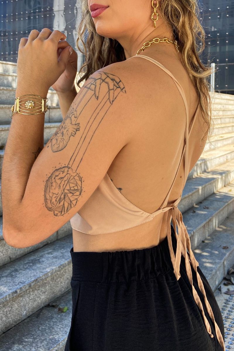 Cropped Drapeado Areia