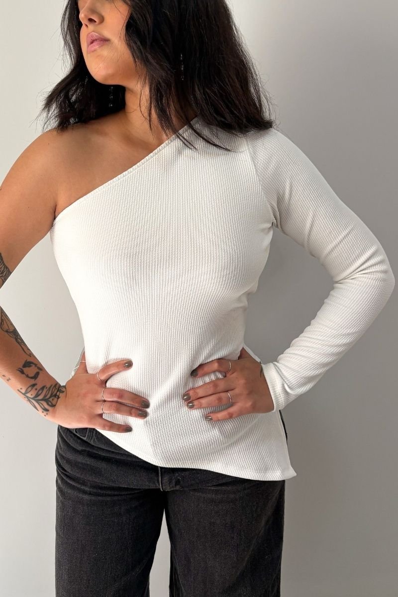 Blusa Alongada Nula Manga Off-white